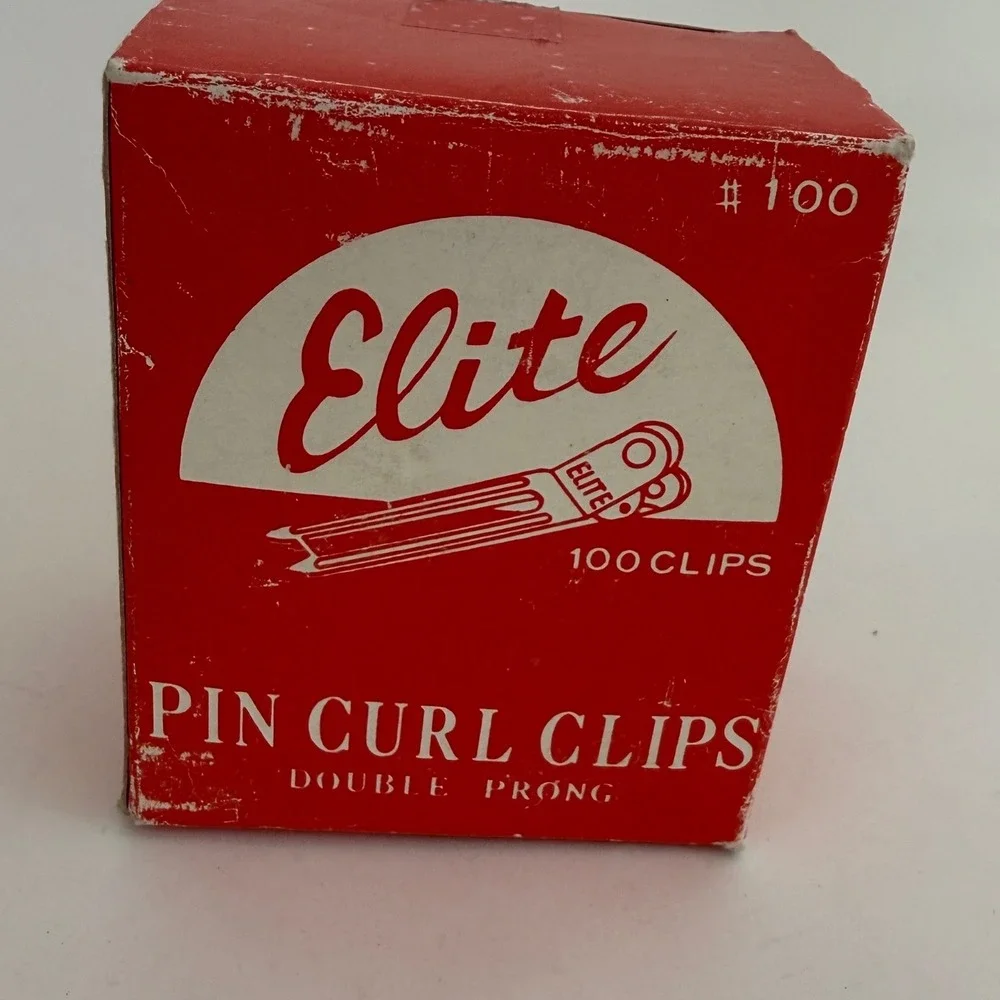 Vintage Elite Pin Curl Clips Double Prong #100 Original Box Hair Salon Lot NOS